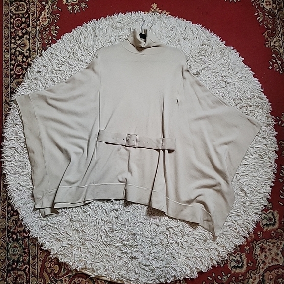 Karen Millen Sweaters - Karen Millen Poncho Sweater Turtleneck with Belt Size 1 Fall Winter Chic Glam